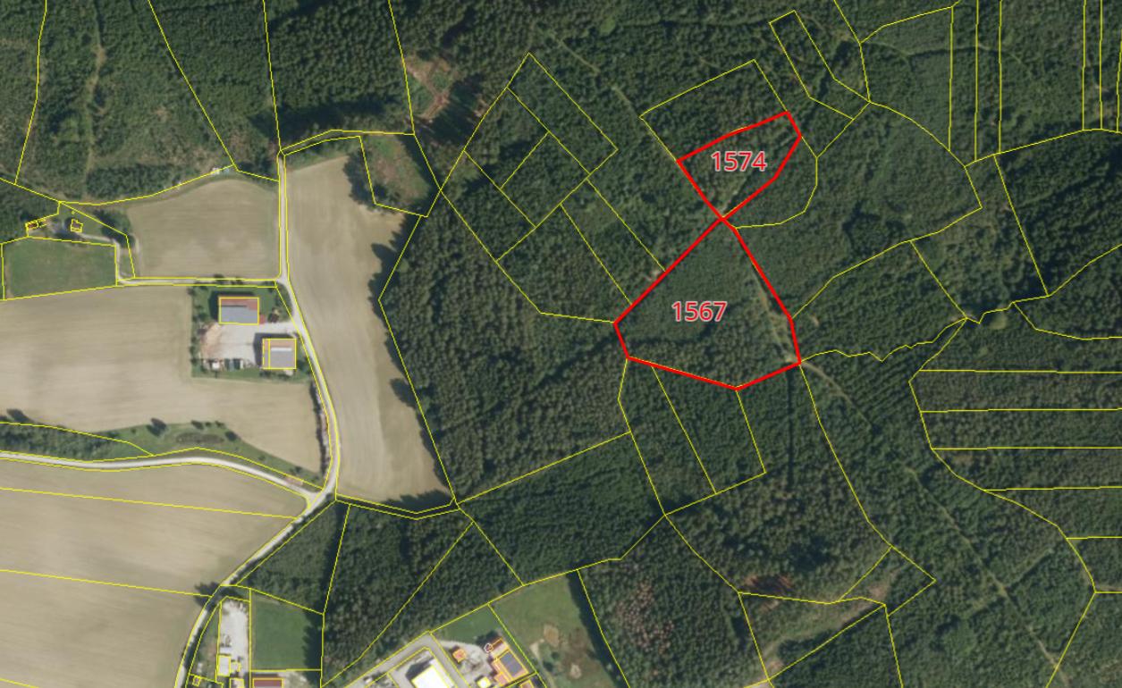 Luftaufnahme: Waldgrundstücke zum Verkauf